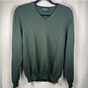 Brooks Brothers 88% Wool Pullover V-Neck Sweater - Large in Deep/Forest Green